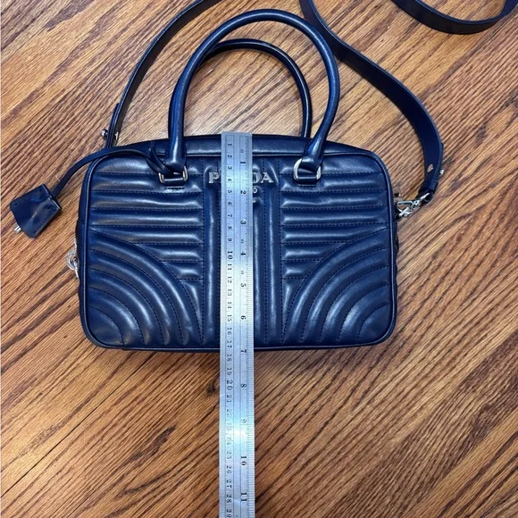 Prada Diagramme Baltic navy blue purse crossbody designer authentic bag - Picture 2 of 12
